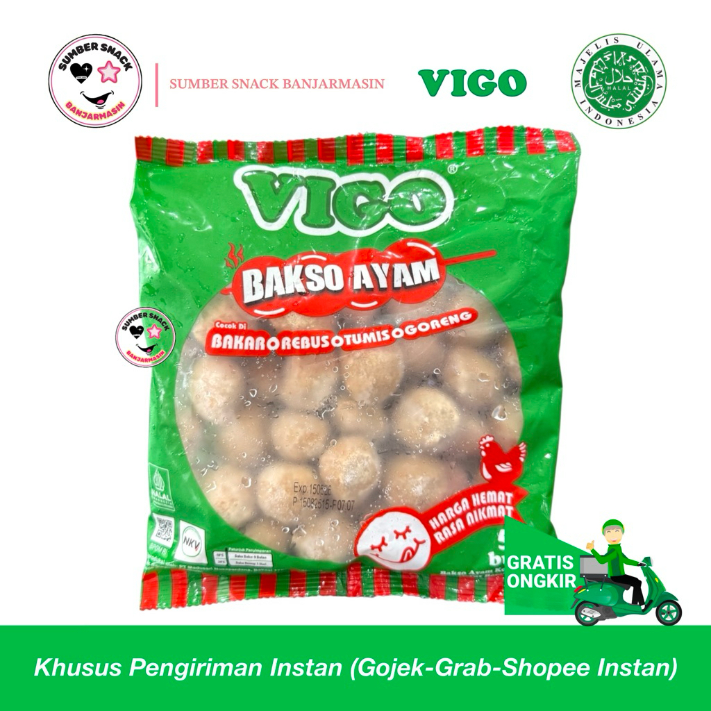 

Vigo Bakso Ayam (Isi 50 Pcs/Pack) (500g) (Frozen Food - Khusus Instan)