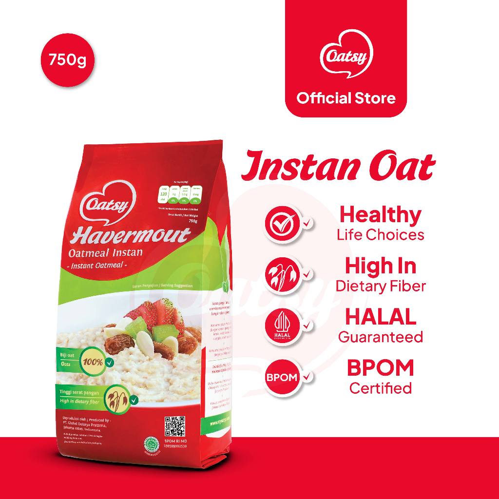 Oatmeal Instan 750 Gram, Sereal Gandum untuk Sarapan Sehat