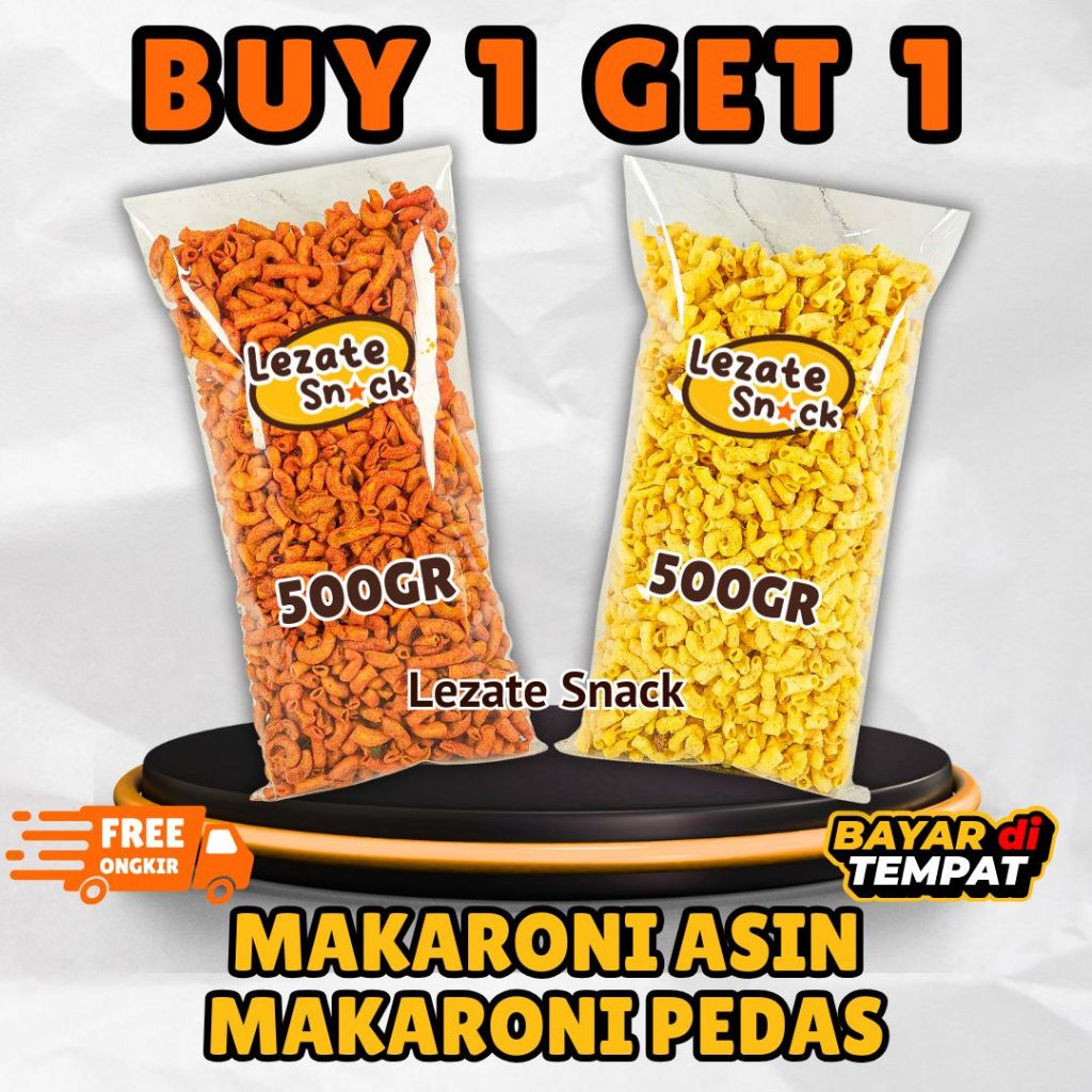 

(BUY 1 GET 1) Makaroni Pedas Daun Jeruk 500gr Gratis Makaroni Asin 500gr SEDAP SNACK