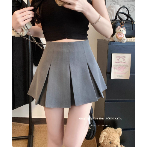 Rok Pendek Gaya Jepang yang Seksi Model Lipit Sederhana High Quality Rok A-Line ala Sekolah