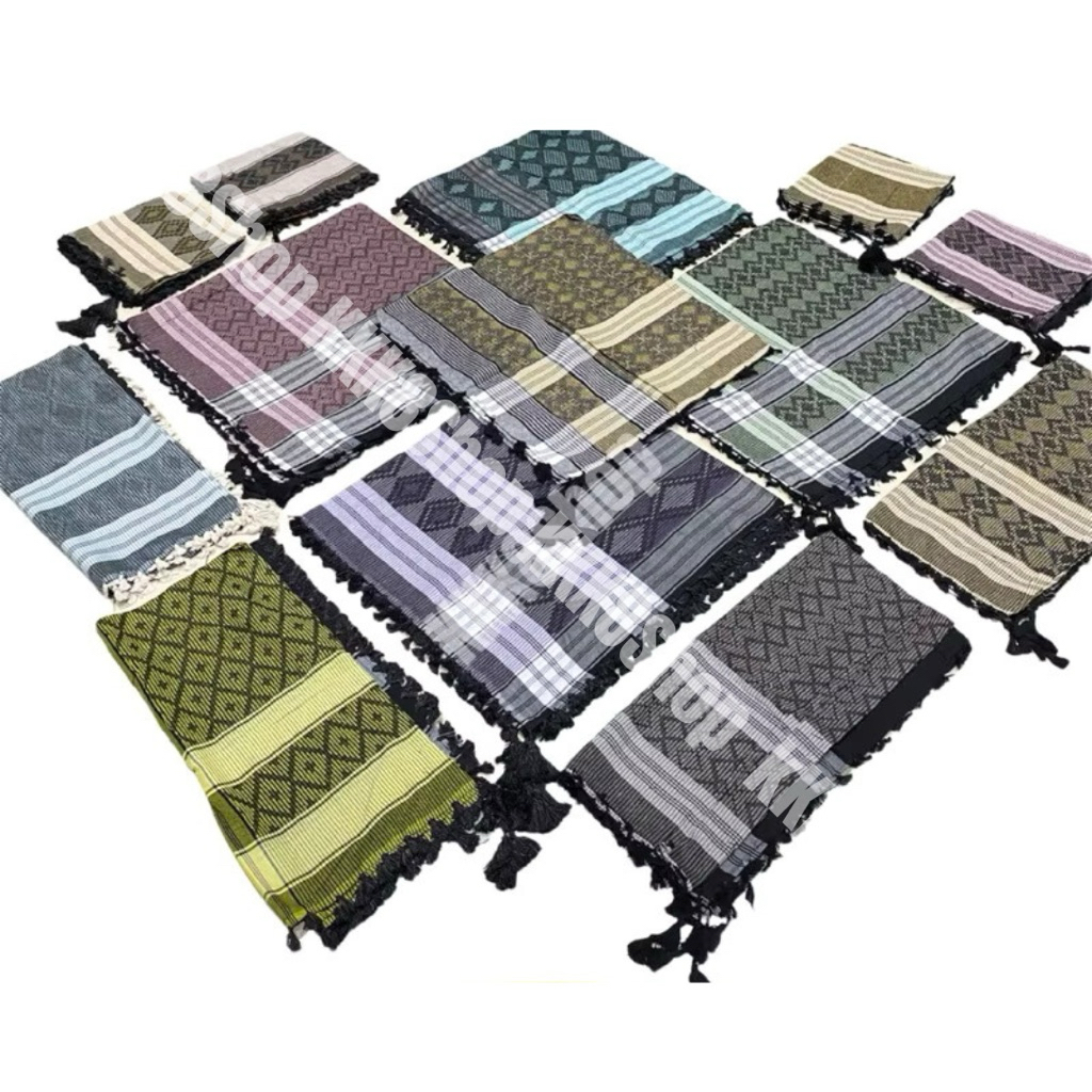 Sorban Tenun Palestine Ronce Premium Motif Songket Jagung Kotak - Kotak Putih Polos Sorban Muslim So