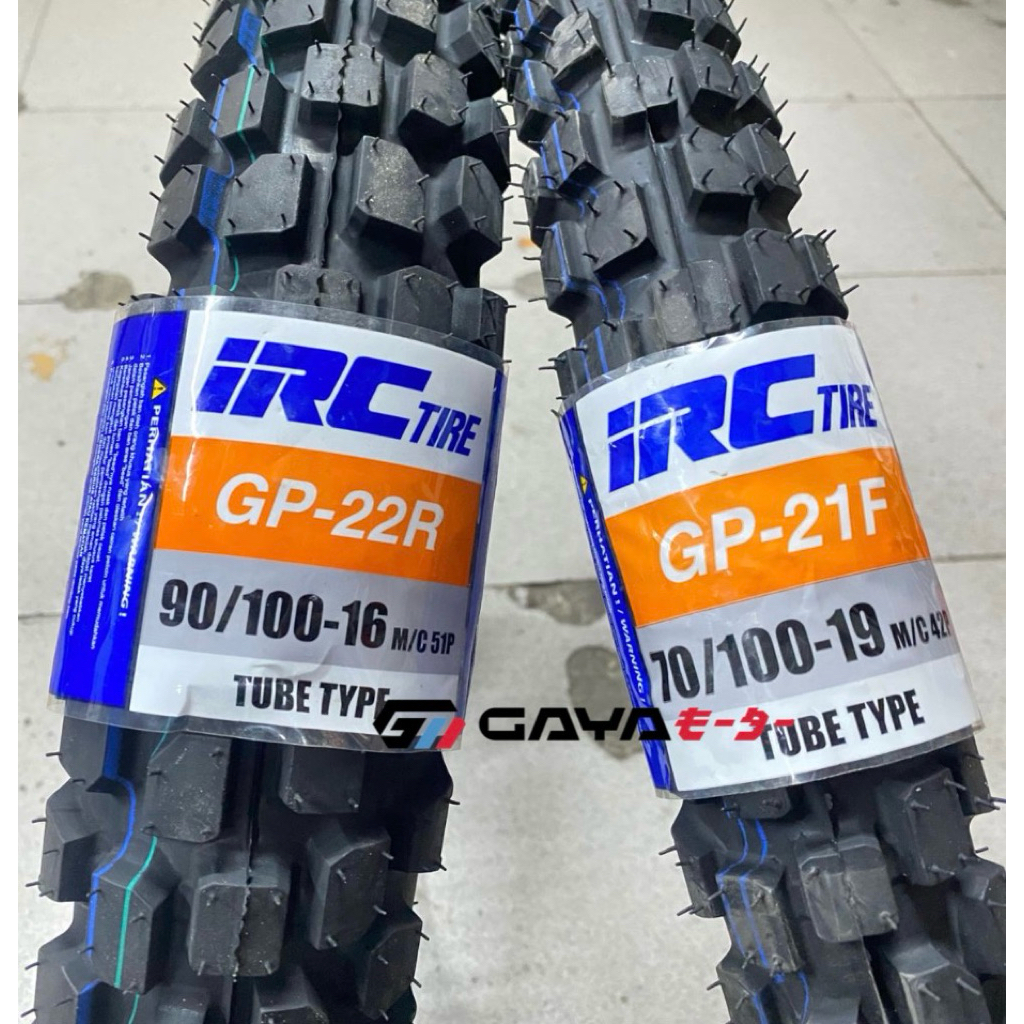 BAN KLX 150 S DEPAN 70/100-19 GP 21 BELAKANG 90/100-16 GP 22 TRAIL RING 19 21 IRC TUBE TYPE NON TUBL