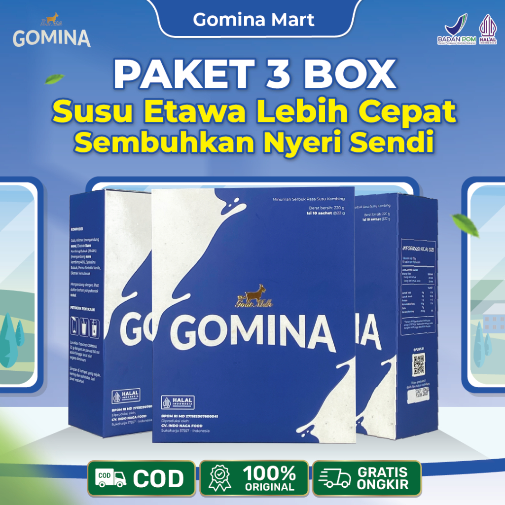 

Gomina Paket 3 Box - Susu Kambing Etawa 100% Original Solusi atasi Masalah Nyeri Sendi