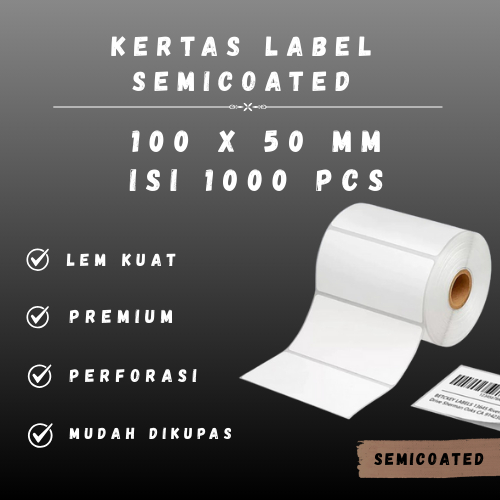 

SC 100 X 50 1" - @1000 1LINE CORE 1 INCH 100X50MM 100 X 50 MM 10X5 CM 10 X 5 CM BARCODE LABEL SEMICOAT SC SEMICOATED STICKER STIKER 1000 PCS