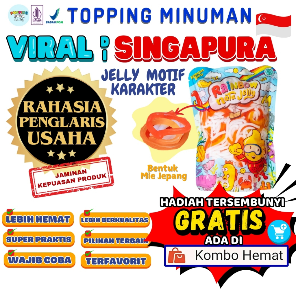 

Jelly Motif Karakter Topping Minuman - Jelly Bentuk Mie Jepang Cocok Untuk Semua Minuman | Popping Boba Meletus Pecah Dimulut Nata Jelly
