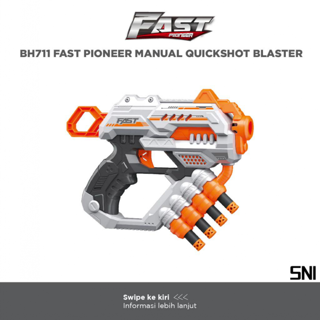 FAST PIONEER - MANUAL QUICKSHOT BLASTER / Pistol mainan / Tembak Tembakan Airsoft / Soft Bullet / Pe