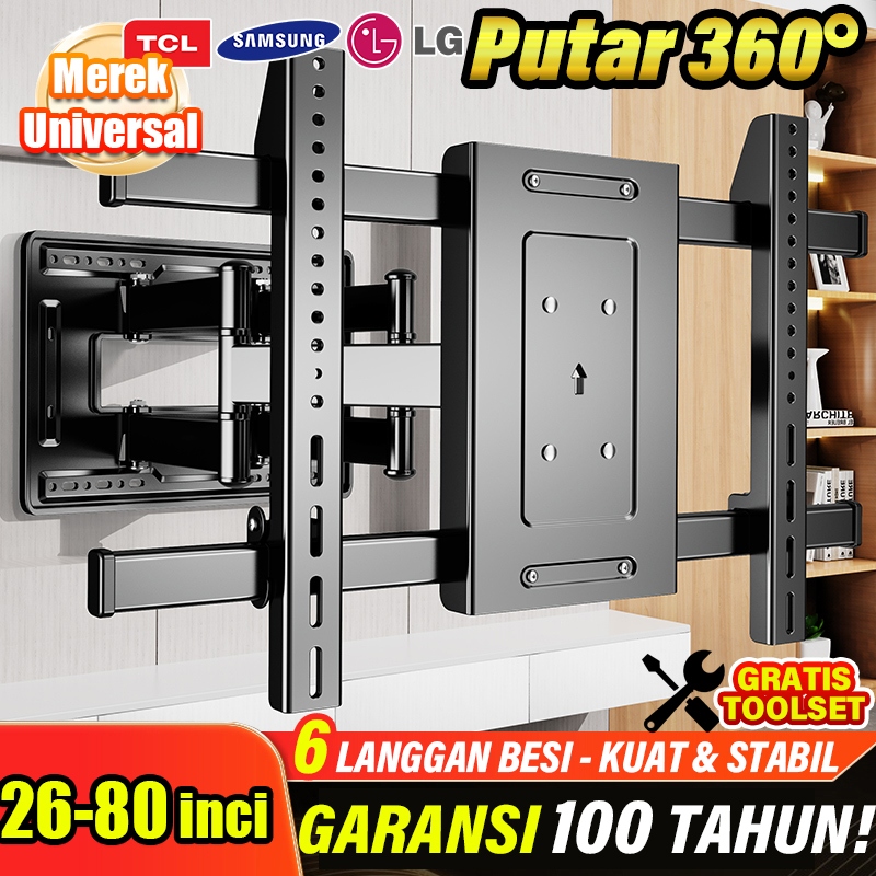 【Diskon 50%】Bracket TV Full Motion Swivel Arm untuk - Bisa Diputar & Dilipat untuk TV 26-80 inch  Sm