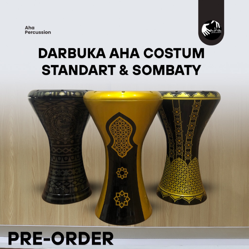 [COSTUM-PO] Darbuka Costum Motif AHA Original | Ukuran Standart 8 3/4inc & Sombaty 9 Inch | Free Tas