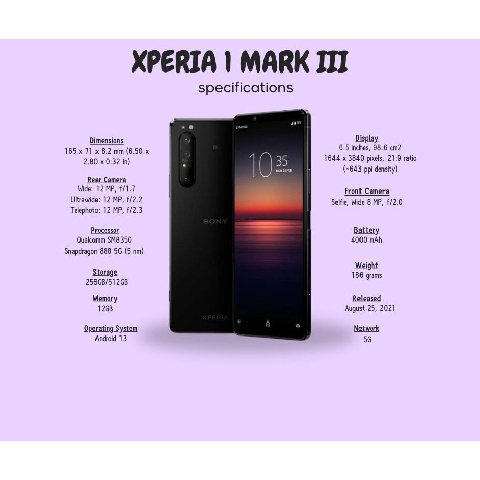 SONY XPERIA 1 III 5G 12GB-256GB SECOND ORIGNAL