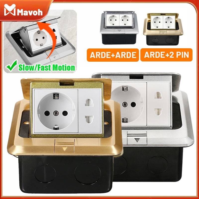 Stop Kontak Lantai 3 Modul Slow Motion/Fast Montion Flip Up Stopkontak Stainless Steel Stopkontak Ti
