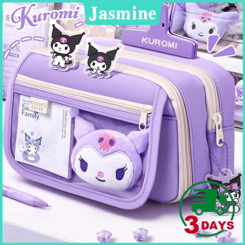 

COD Kuromi Tas Tempat Pencil Tas Pensil Kapasitas Besar Tempat Transparan Ungu Multifungsi