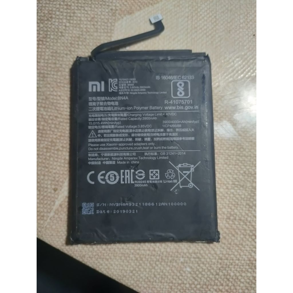 batrai xiomi note 7 BN4a ori copotan normal tinggal pasang