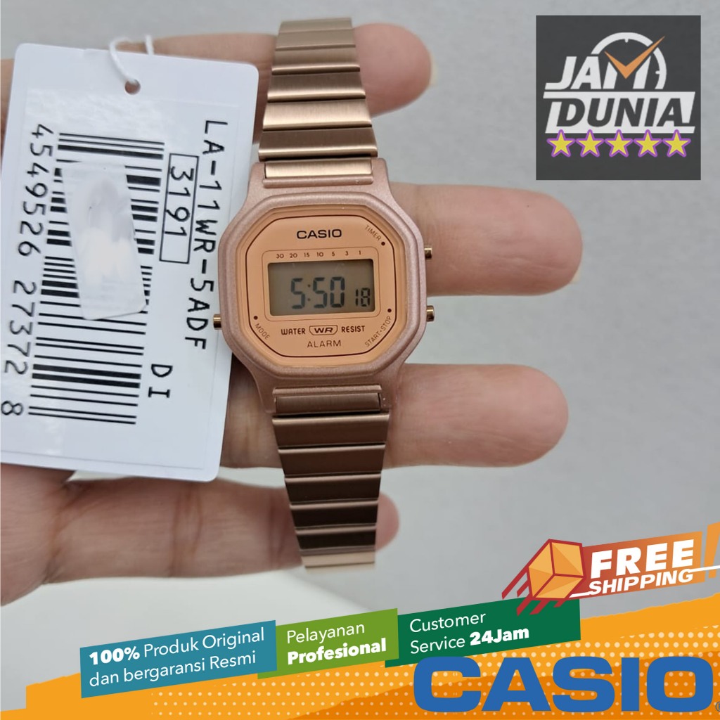 JAM TANGAN WANITA CASIO DIGITAL ORIGINAL STAINLESS STEEL ROSE GOLD CASIO LA-11WR-5A CASIO LA 11WR 5A