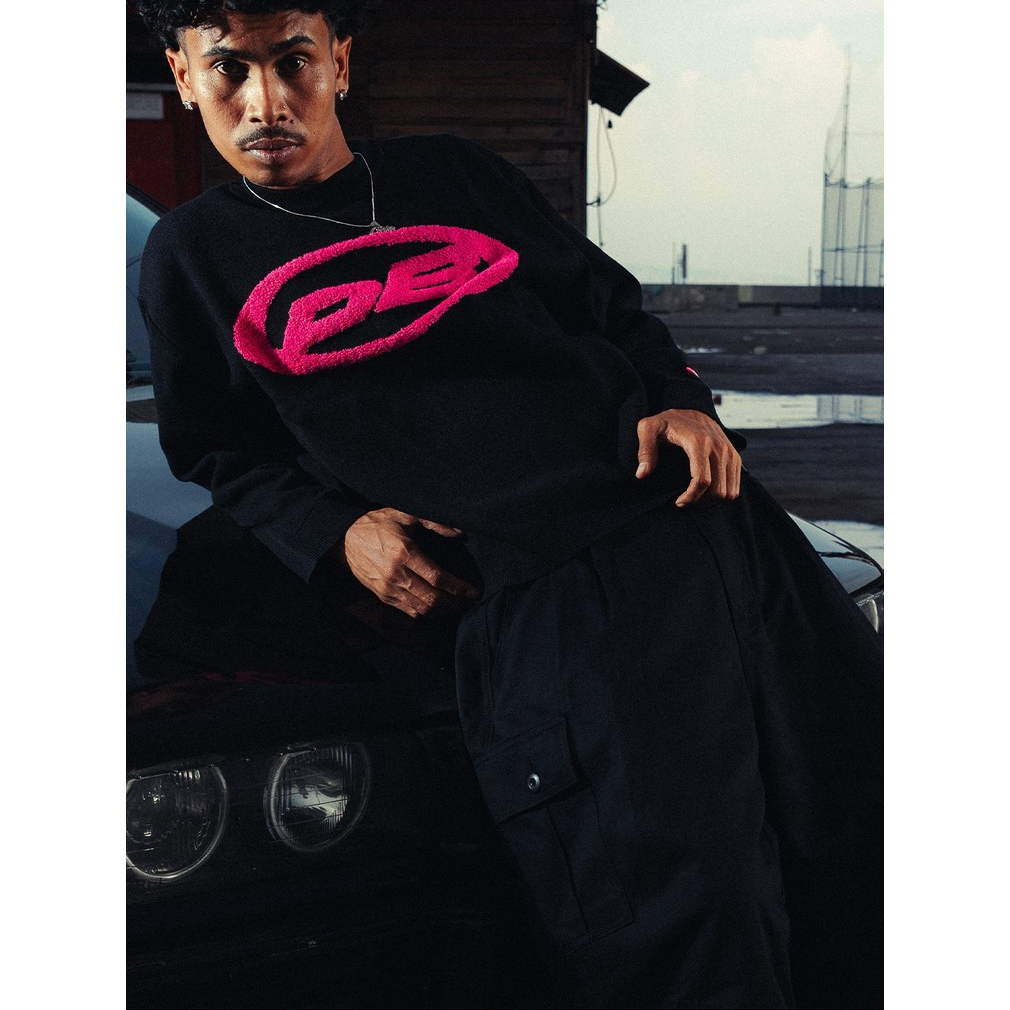Private Bunker Signature Knit Long-Sleeve Black Pink