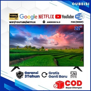 Oubeisi Ultimate QLED FHD TV 24 inch- HDR 10 - Dolby Audio - Google Play/Netflix/Youtube/Disney+Hots