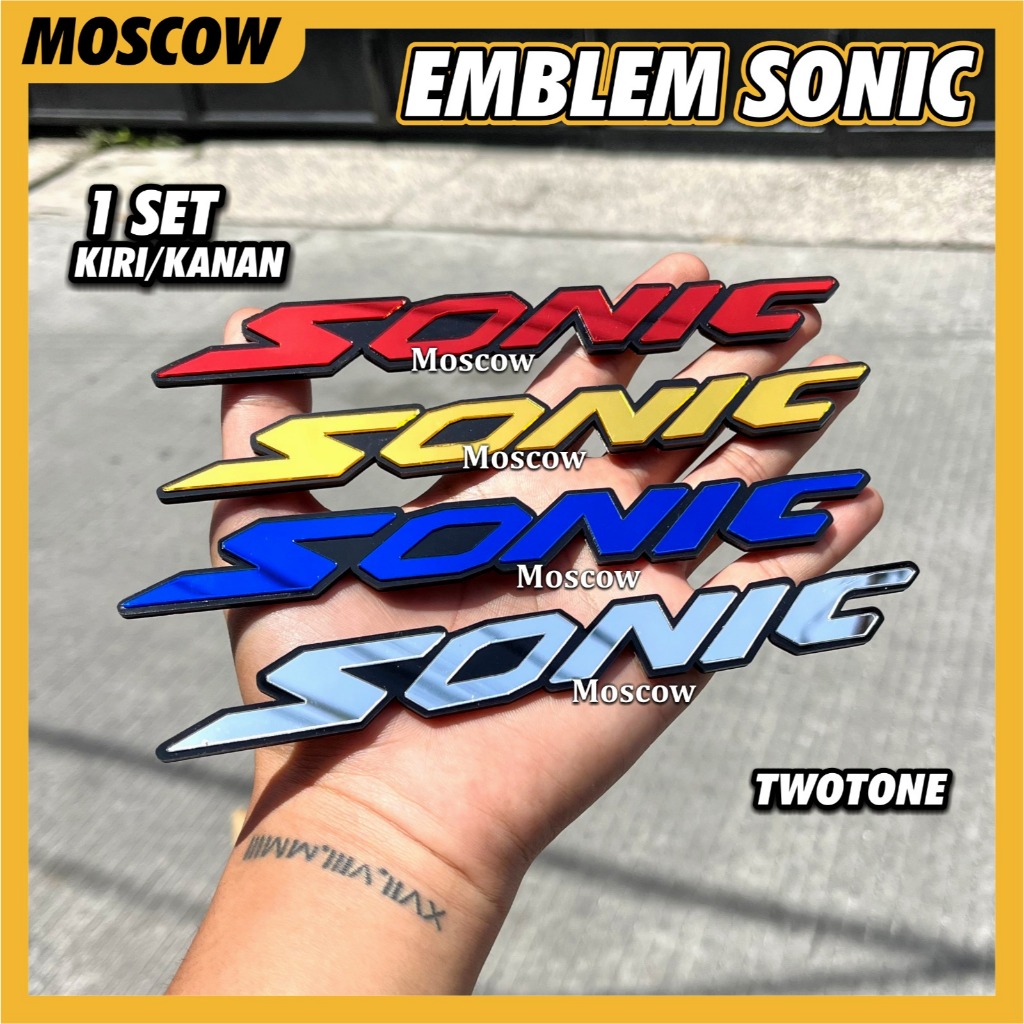 EMBLEM SONIC PNP TEMPEL AKSESORIS MOTOR DECAL EMBLEM LOGO SONIC 150R 3D TIMBUL 1SET KANAN KIRI / Sti