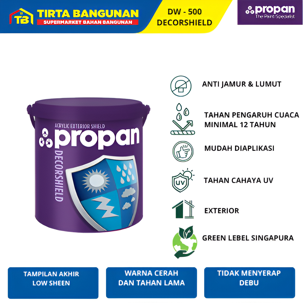 PROPAN DECORSHIELD DW 500 Cat Tembok Ecterior Cat Anti Noda Anti Lumut Anti Jamur 2.5 Liter