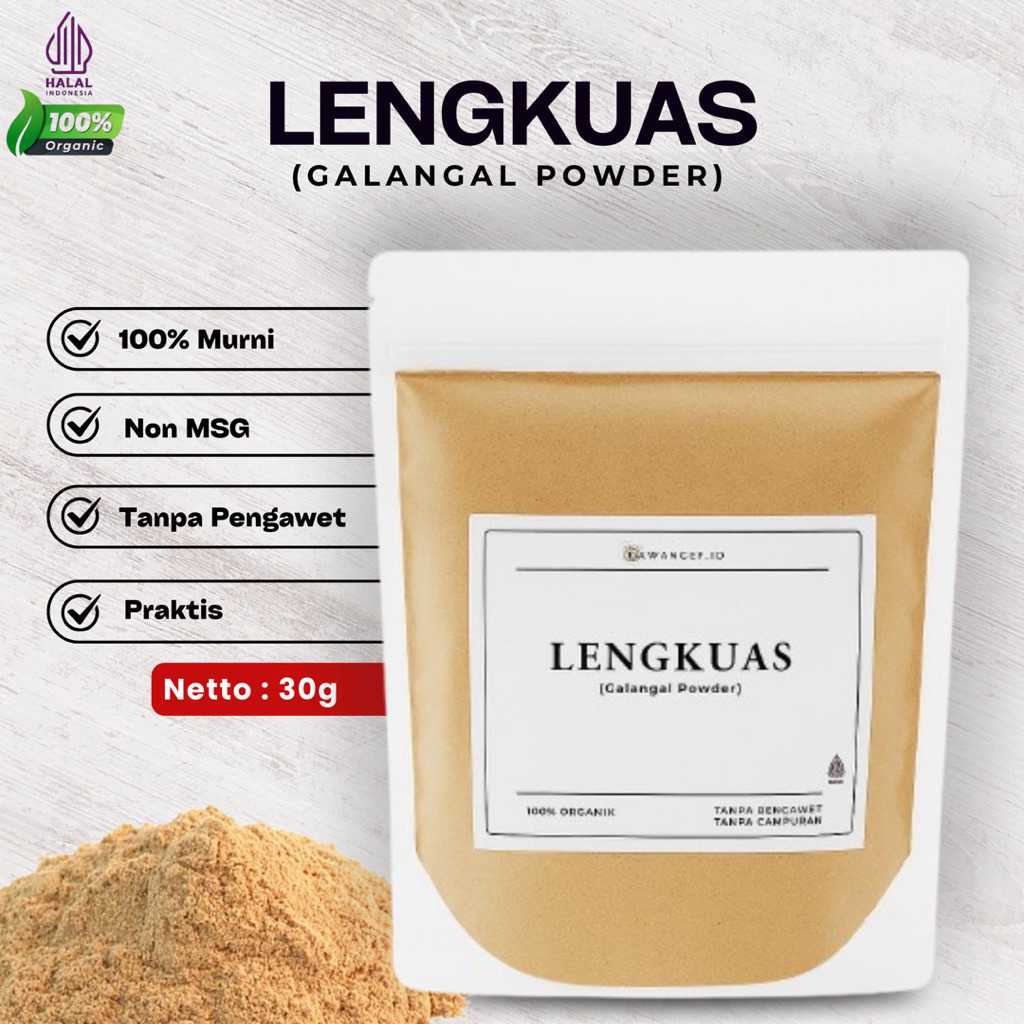 

Lengkuas Bubuk Laos Sachet - Galangal Powder, Bumbu Rempah Asli Organik Murni 30gr