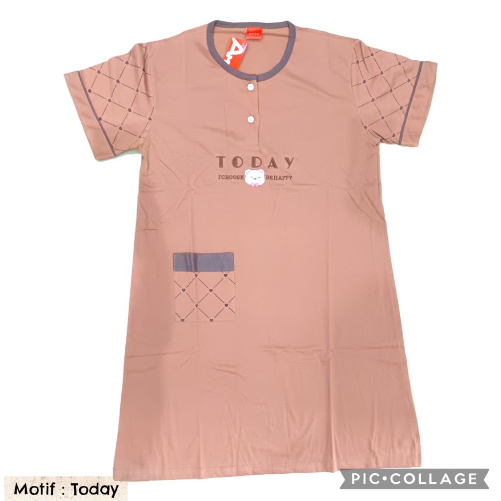 Dress rumah daster dewasa merk amro all size regular ibu busui bumil LD 100 kaos mini dress daster m