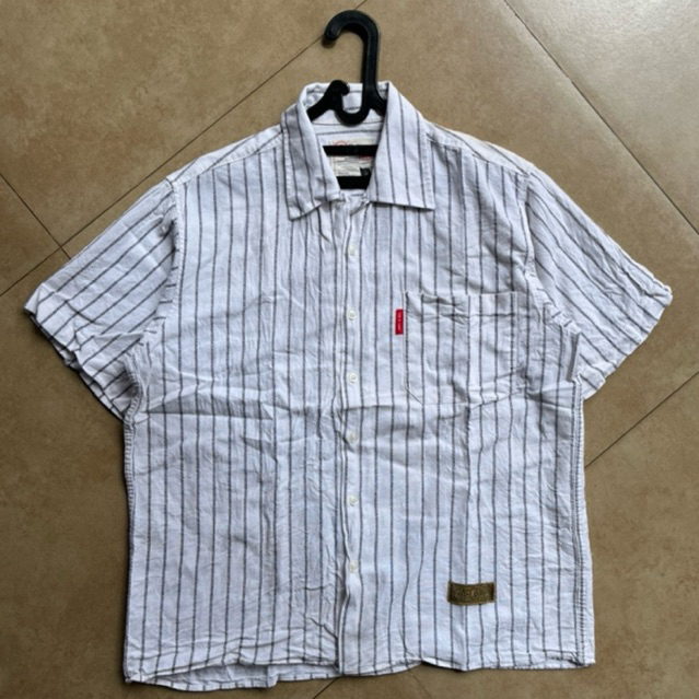 KEMEJA STRIPE OPEN COLLAR D LAND WHITE SECOND