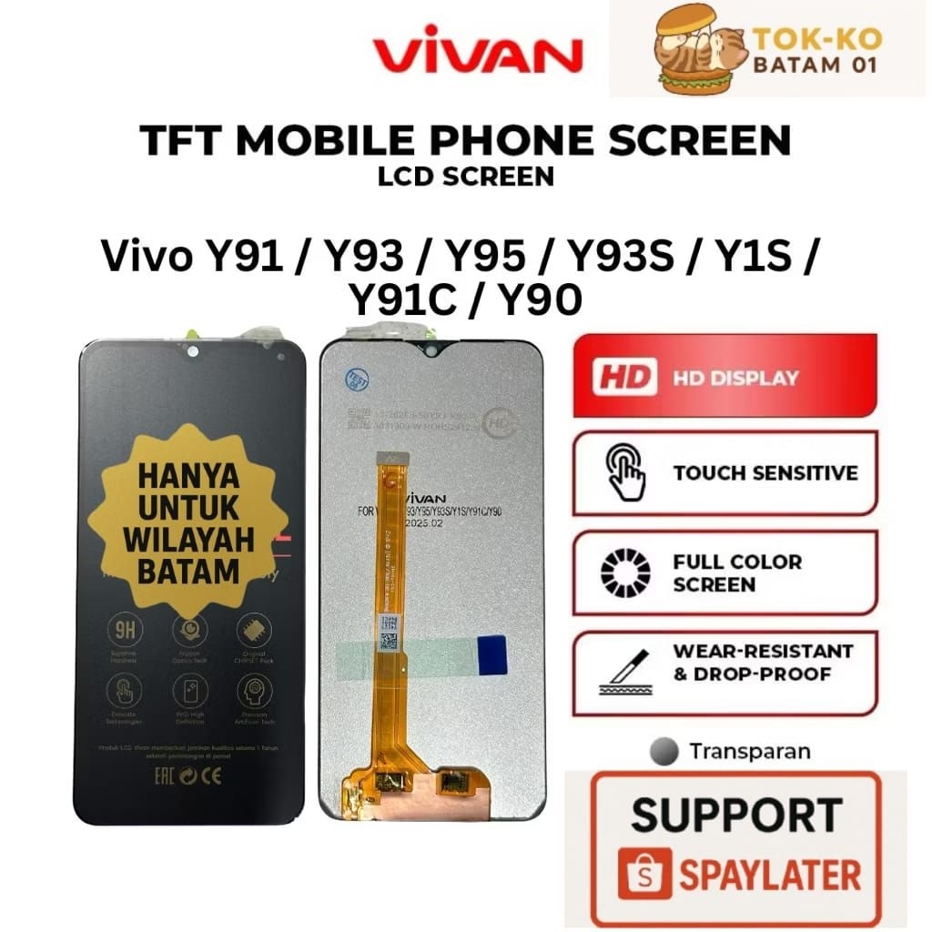 VIVO Y91 Y91C Y93 Y95 VIVAN LCD + TOUCHSCREEN 1 SET - BATAM