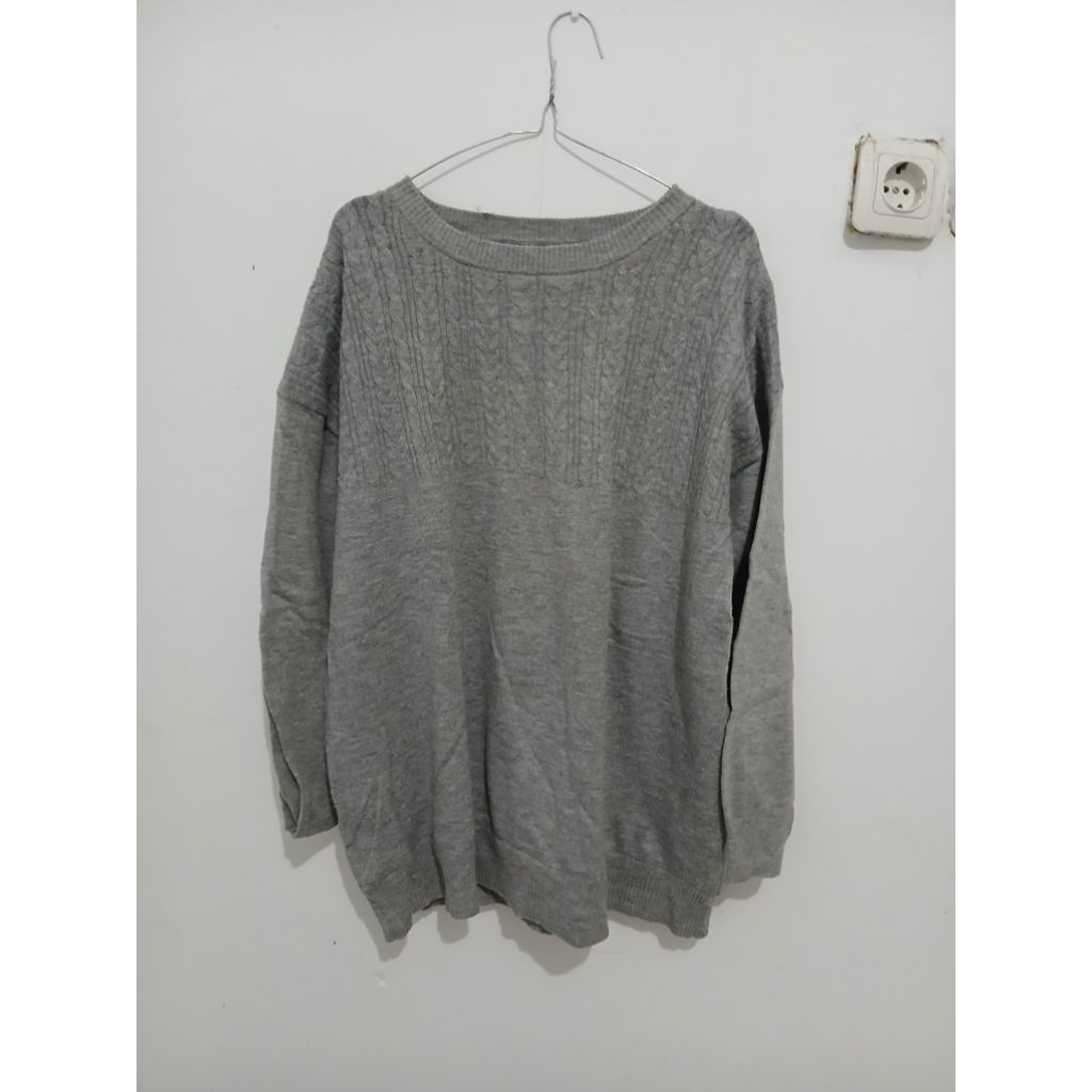 Sweater rajut full kepang cable knit korean oversize