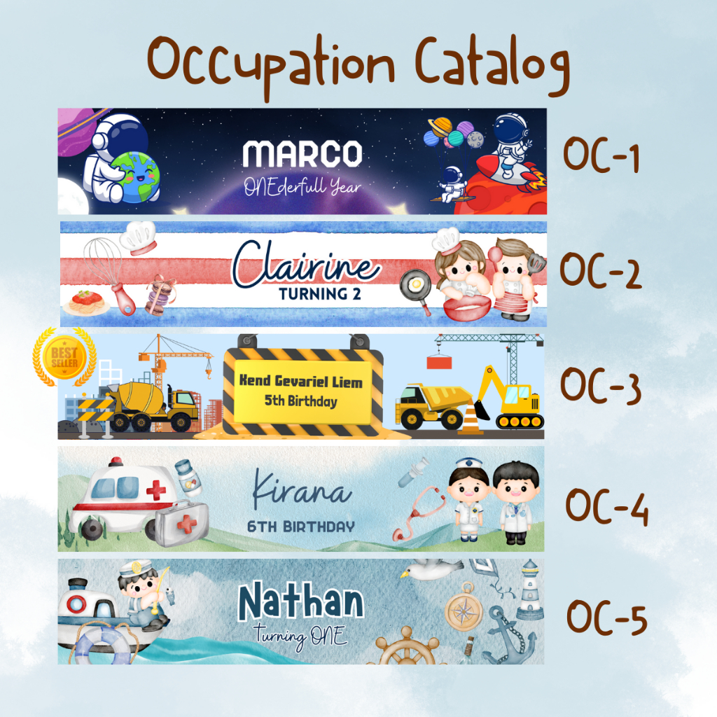 

OCCUPATION CATALOG | Katalog Pekerjaan | Tas Plastik Ulang Tahun Snack Birthday Murah Mudah Hemat Tema Jungle Astronot Excavator Ceff Pemadam kebakaran circus pesawat plane memancing pelaut pilot pramugari kereta api mobil balap sepeda dokter fireman