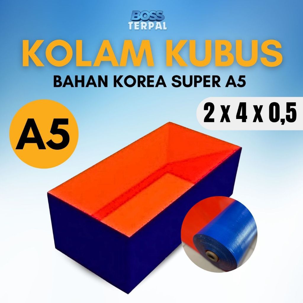 Kolam Terpal Ikan Tipe A5 Ukuran 2x4x0.5M - Terpal Kotak untuk Ikan Lele