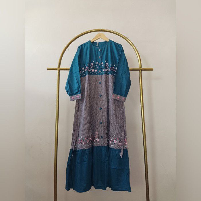 Dress Bordir Katun Twill Gamis Katun Bordir Pakaian Muslim Pesta