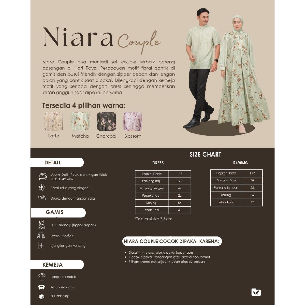 Naira Couple Original Ventedaily Arumi Dalt - flowy Dress Zipper Depan Lengan Balon (Busui Friendly)