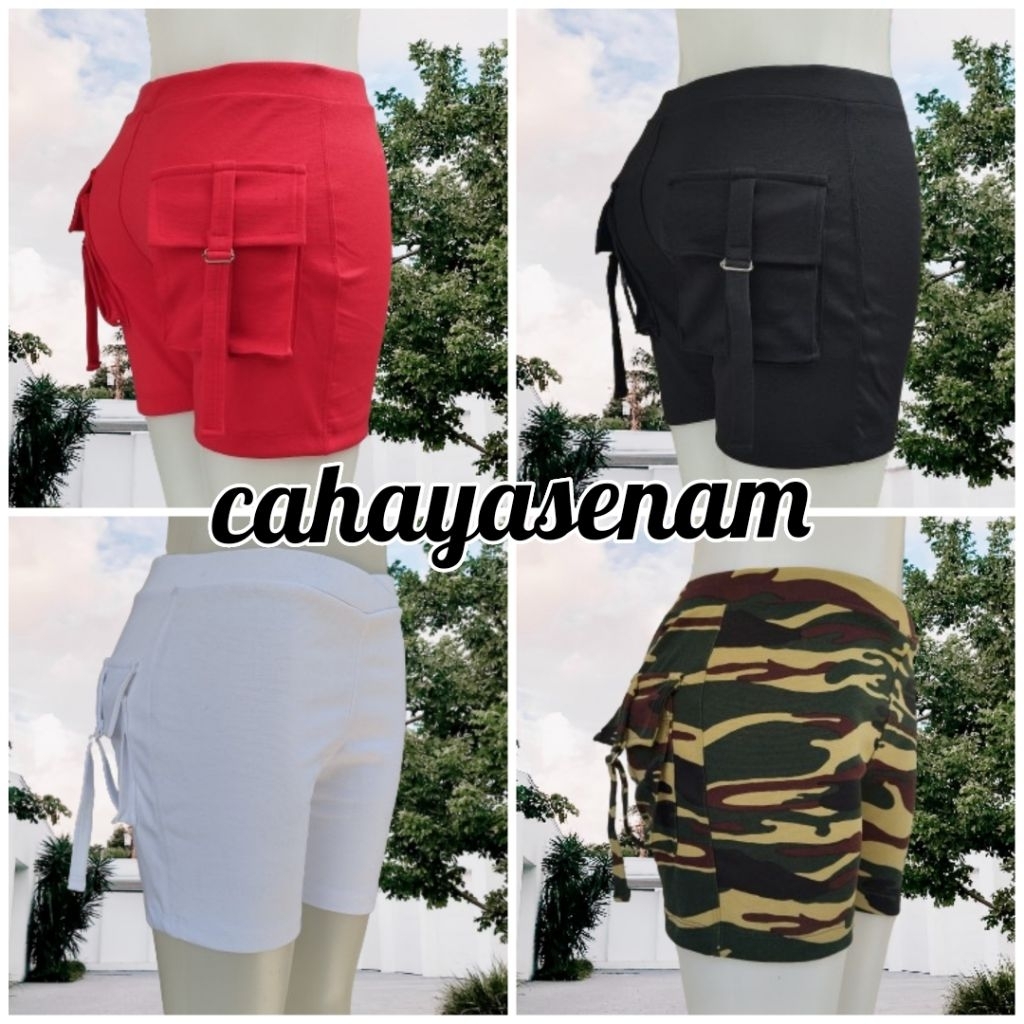 CELANA SENAM ARMY LORENG KARGO PENDEK 2 SAKU