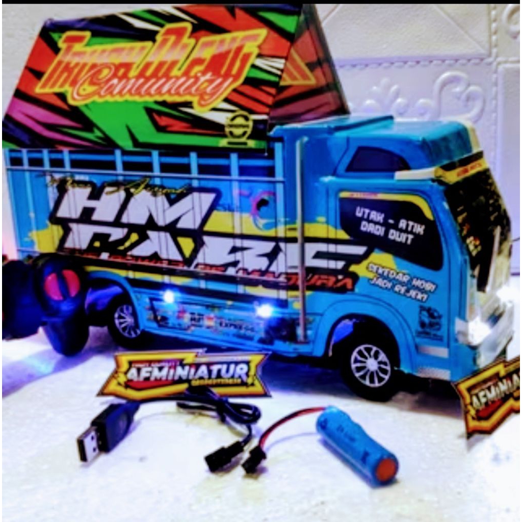 PROMO MURAH MINIATUR TRUK OLENG KAYU TRIPLEK BREWOG BREWOK  FULL LAMPU KELIP MURAH GROSIR MAINAN min