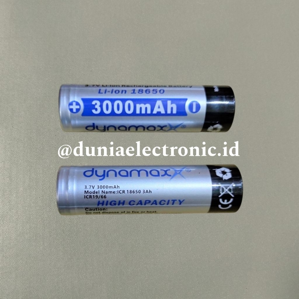 Baterai Batrai Batu Dynamax 18650 300mAh Rechargeable