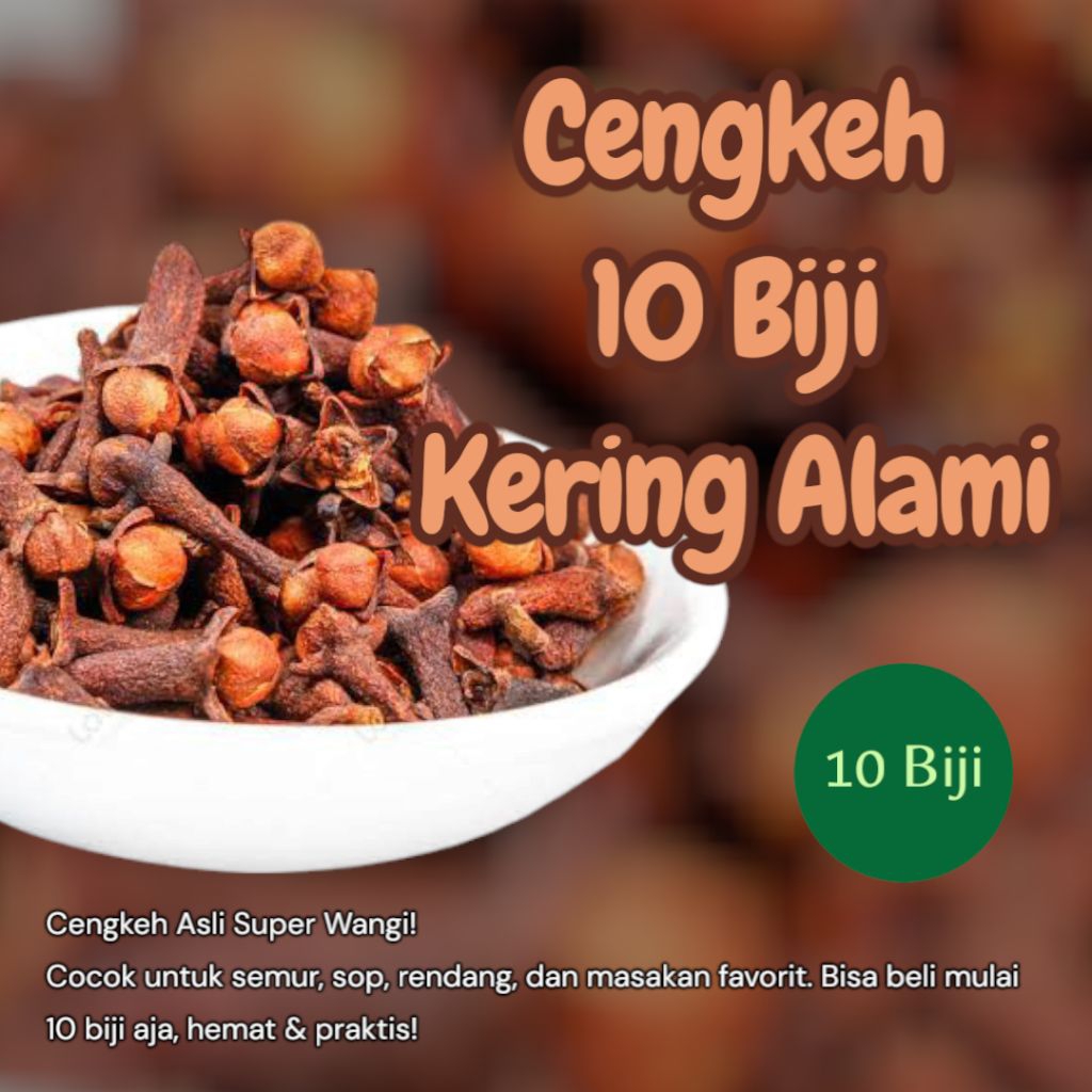 

Cengkeh Asli Kering Premium Rempah Bumbu Dapur Masak Wangi Eceran Kemasan Kecil 10 Biji & 20 Biji Murah