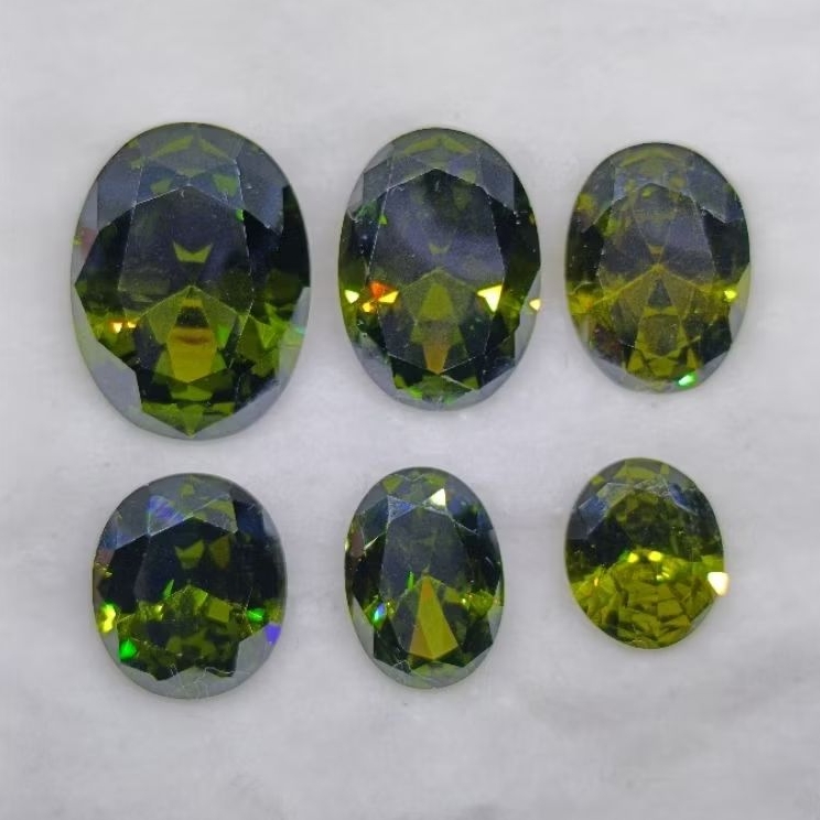Batu Permata Diamond Peridot Cutting Oval