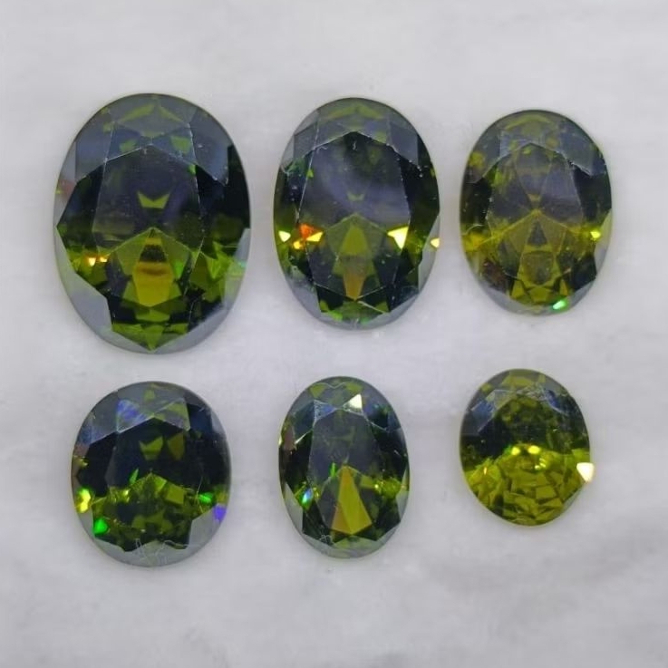 Batu Permata Diamond Peridot , Cutting Oval