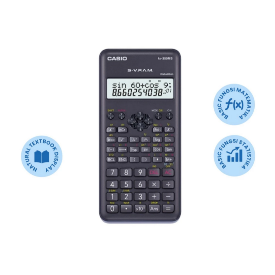 

CALCULATOR / KALKULATOR SAINTIFIK ILMIAH TEKNIK KONSTRUKSI SAINS SCIENCE MATEMATIKA SEKOLAH / SCIENTIFIC CALCULATOR / CALCULATOR CASIO FX350MS