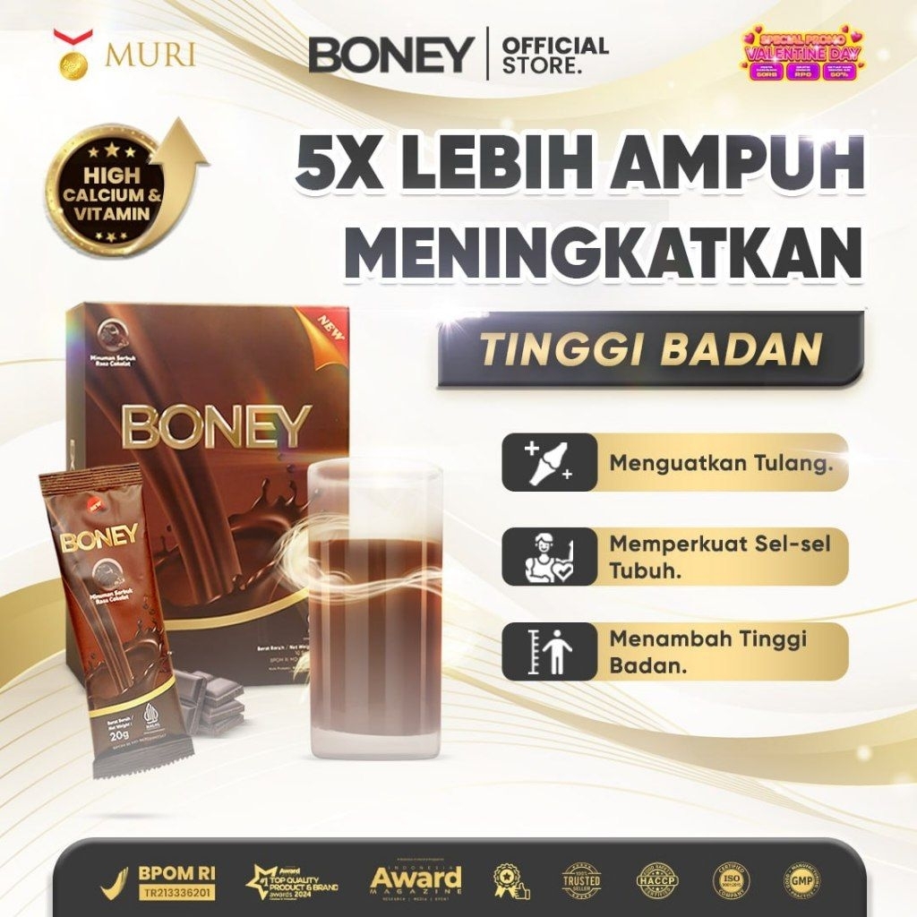 

SUSU BONEY - Membantu Meninggikan Badan Multivitamin Untuk Membantu Kesehatan Tulang 1 Box Isi 10 Sachet