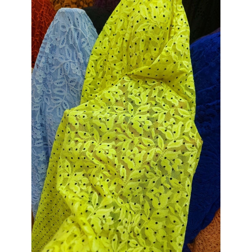 kain brokat premium - kain brokat kebaya - kain brokat luxury -kain brokat motif timbul(lime green)T