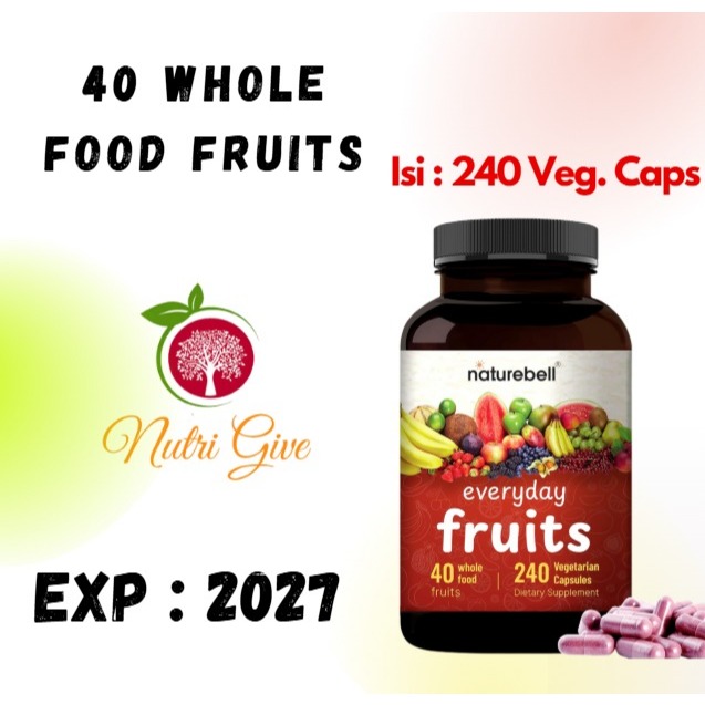 

Naturebell Everyday Fruits and Vegetables 40 Whole Fruit 240 Capsules Original USA
