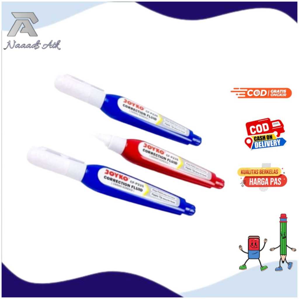 

Joyko Correction Fluid 12 Pcs Fine Point || Joyko CF-P235 Correction Fluid 12 Pcs Blue/Red TipexCair