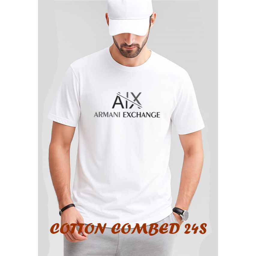 Kaos Armani Atasan Pria Dewasa Lengan Pendek Katun Combed 24s Premium M L XL XXL