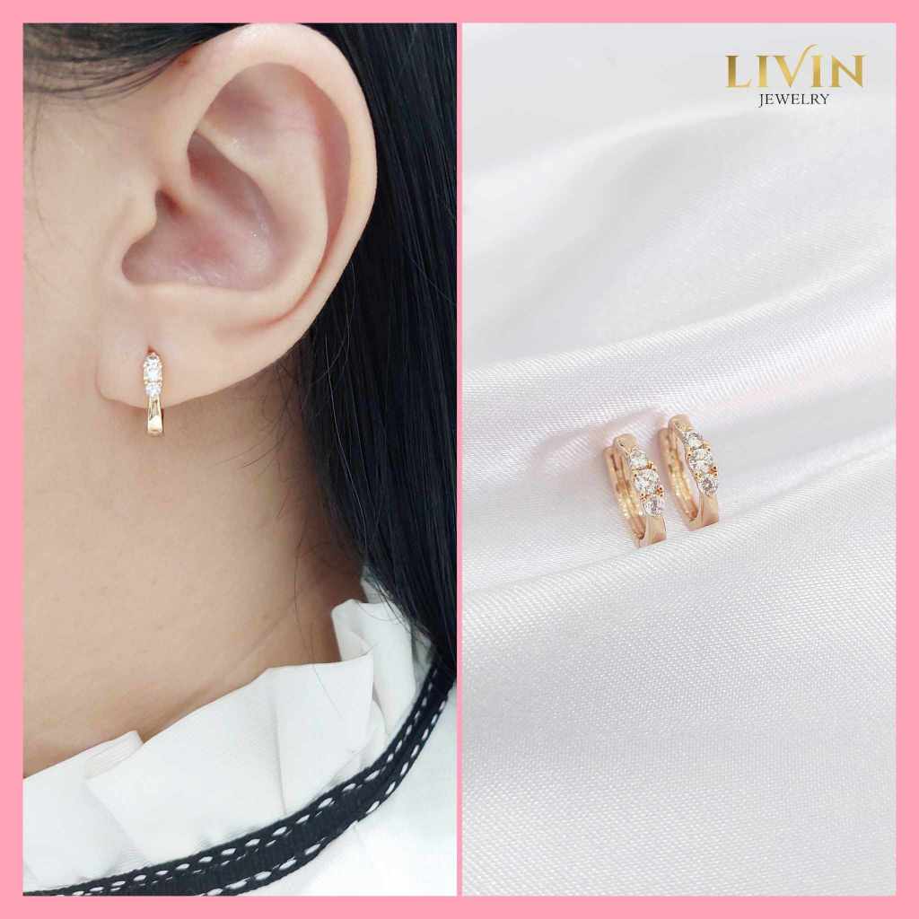 Anting Jepit Wanita Lapis Emas Korea Fashion Xuping - ATX 346 - Anting wanita katup listring 3 mata 