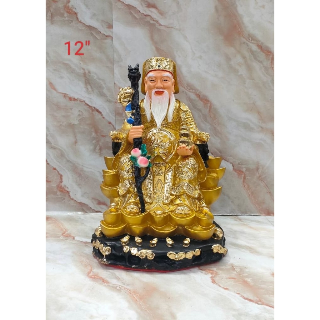 patung dewa bumi / tecukong / tutikong - emas - fiber - 12inch