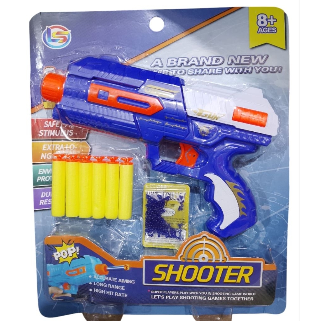 BYBO 1103 mainan anak tembakan pistol peluru busa dan gel