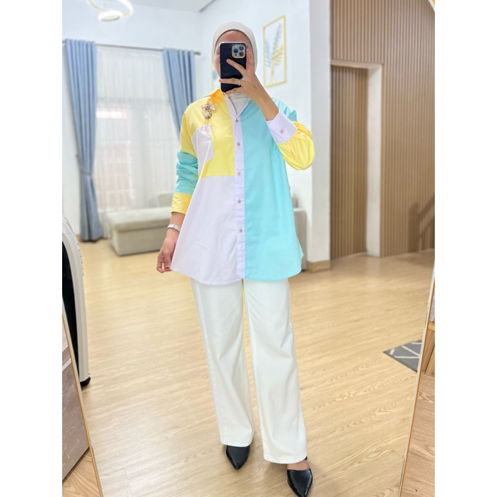 kemeja import 3 tone