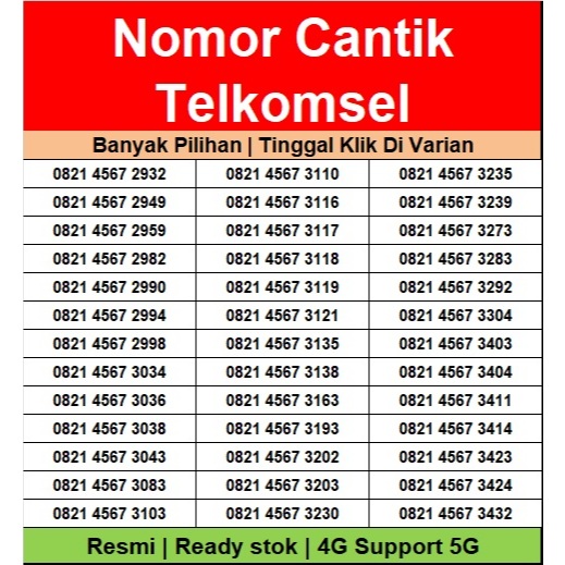 Nomor Cantik Telkomsel Kartu Perdana 4G/5G F31