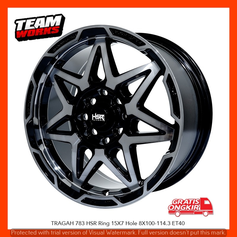 VELG MOBIL MODEL OFROAD RING15 RADIANT BLACK FUL UNTUK AVANZA BRIO XENIA HSR TRAGAH LEBAR7 PELEK R15