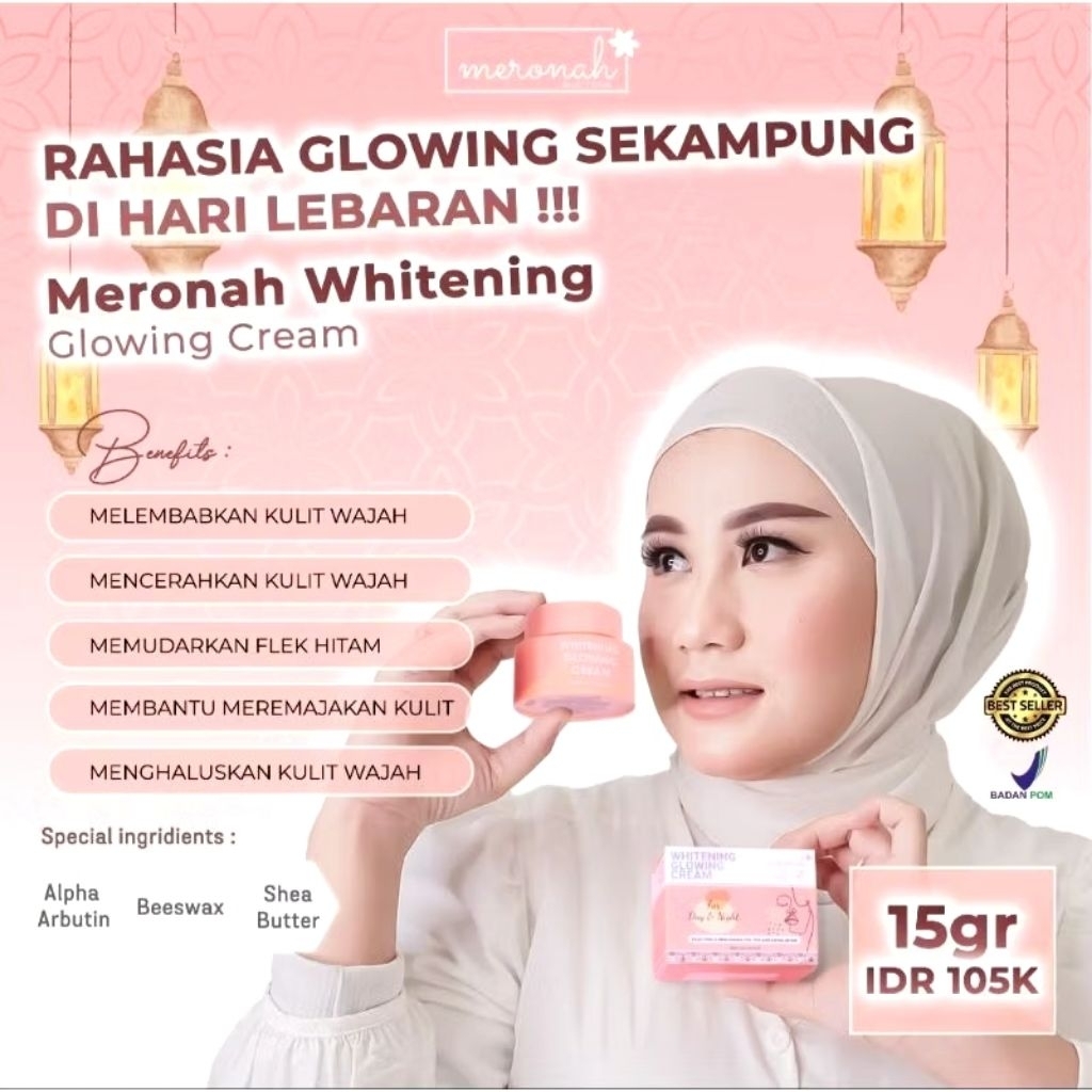 Meronah Whitening Glowing Cream 2in1 100% ORI | Cream siang malam | pemutih wajah