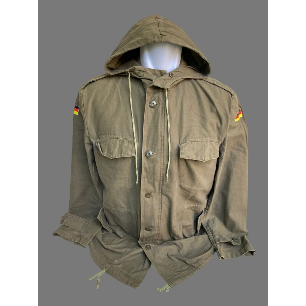 Coat Vintage Parka Reproduksi Moleskin ECWCS Olive Green Tentara Jerman Army Like New (3)